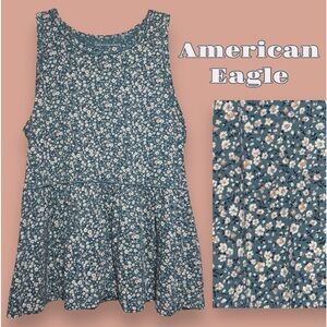 American Eagle Peplum Floral Tank Top